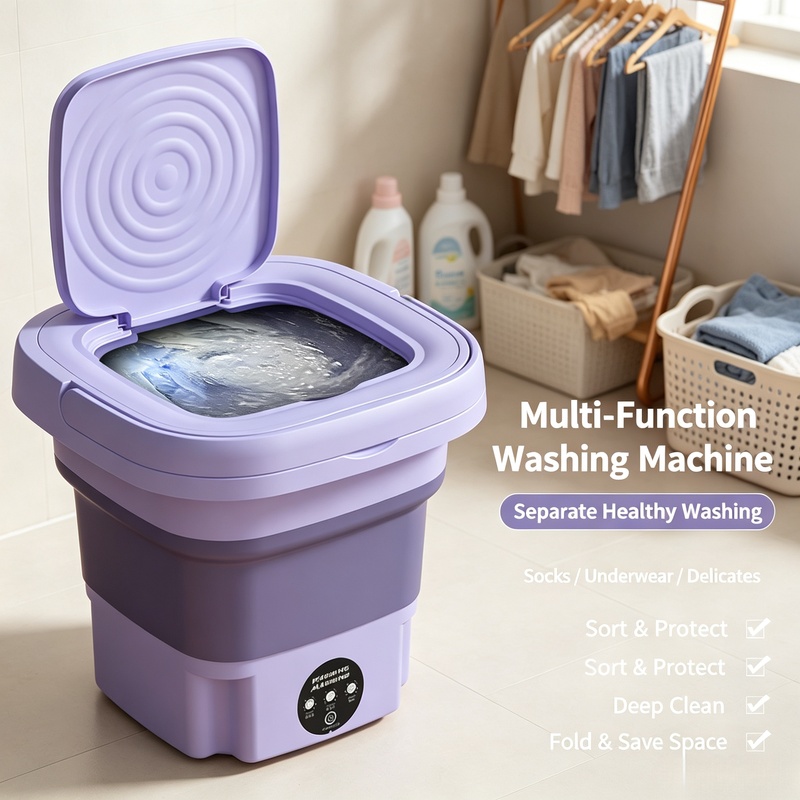 Small Appliances - Portable Folding Mini Washing Machine Bucket